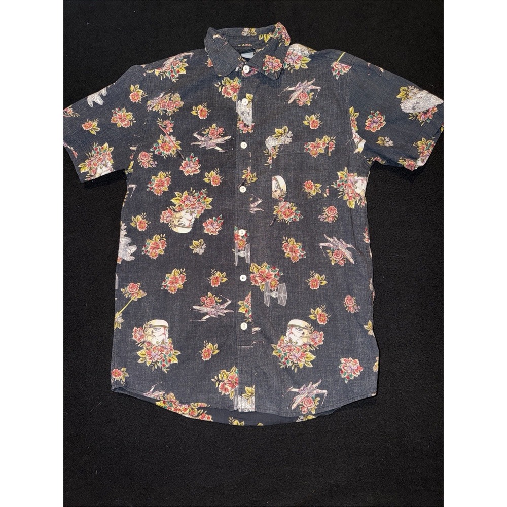 Star Wars Floral Storm Trooper Hawaiian Shirt Mens Small